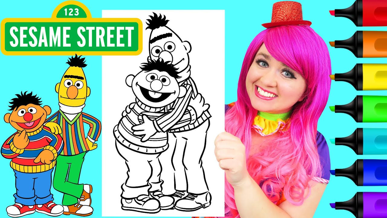 Coloring bert ernie sesae street coloring page prisacolor arkers kii the clown