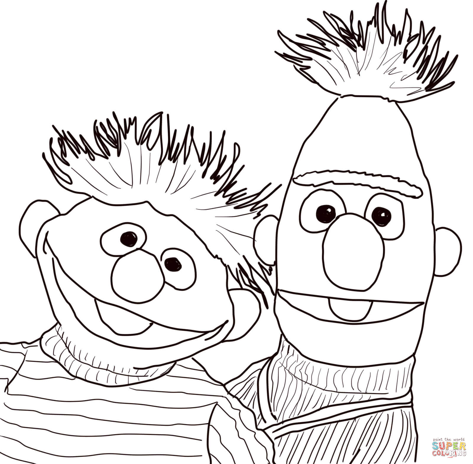 Bert and ernie portrait coloring page free printable coloring pages