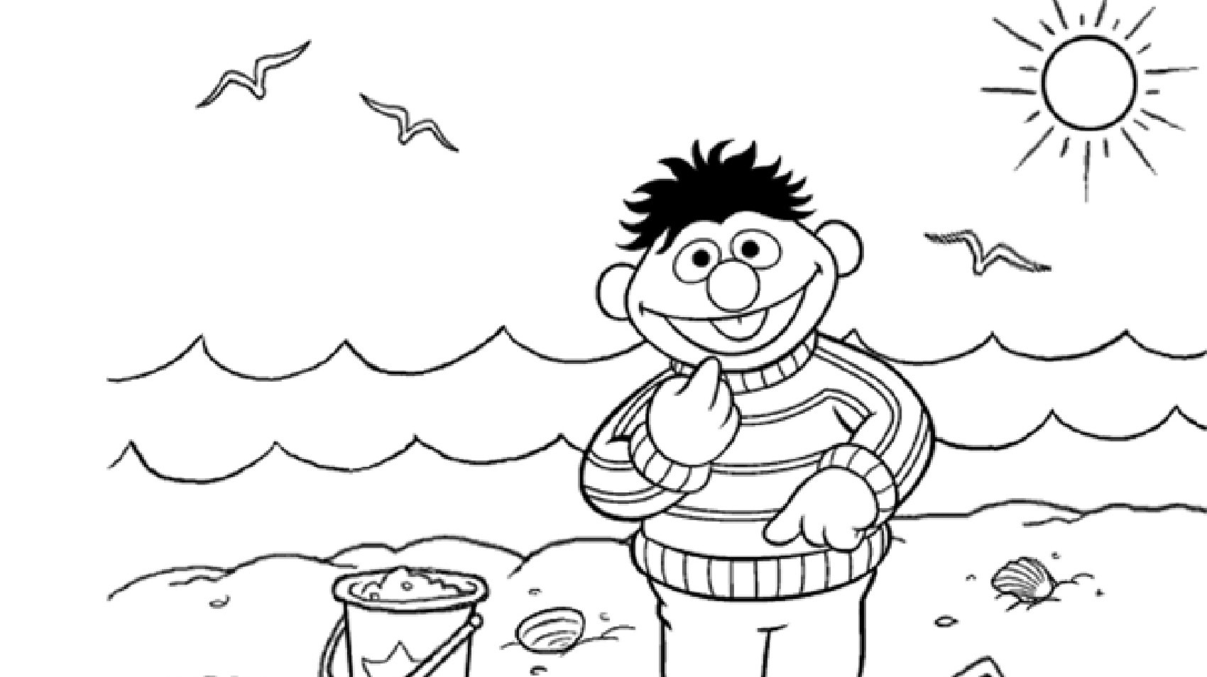 Ernie at the beach coloring page kidsâ kids for parents