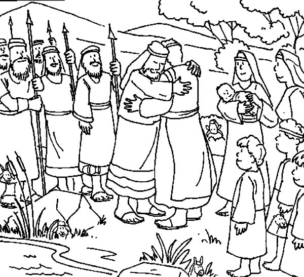 Jacob and esau finally meet again coloring page