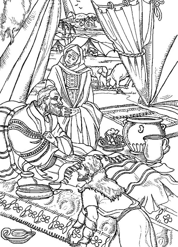 Jacob ask for isaac blessing in jacob and esau coloring page