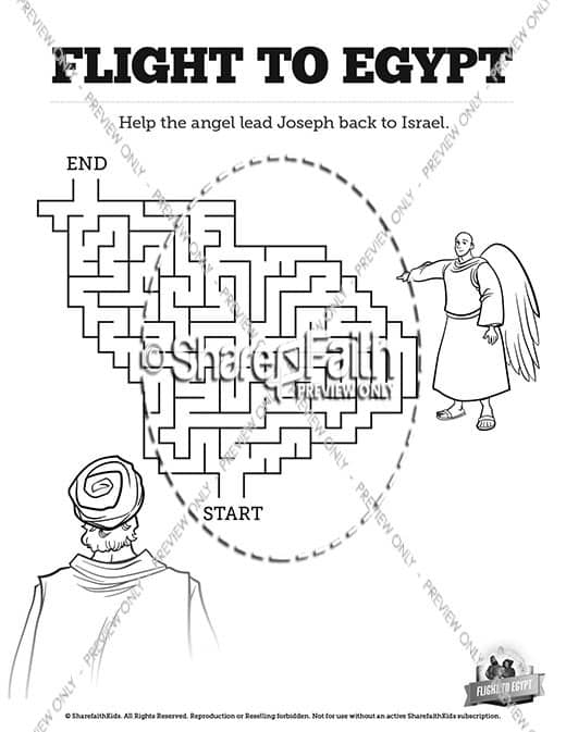 Matthew flight to egypt sunday school coloring pages â