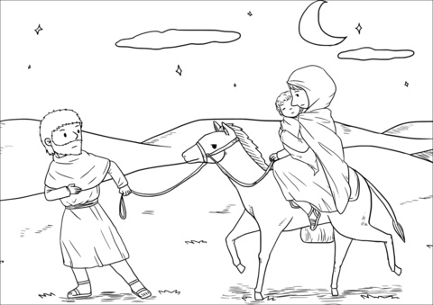 Joseph took the child and his mother during the night and left for egypt coloring page free printable coloring pages