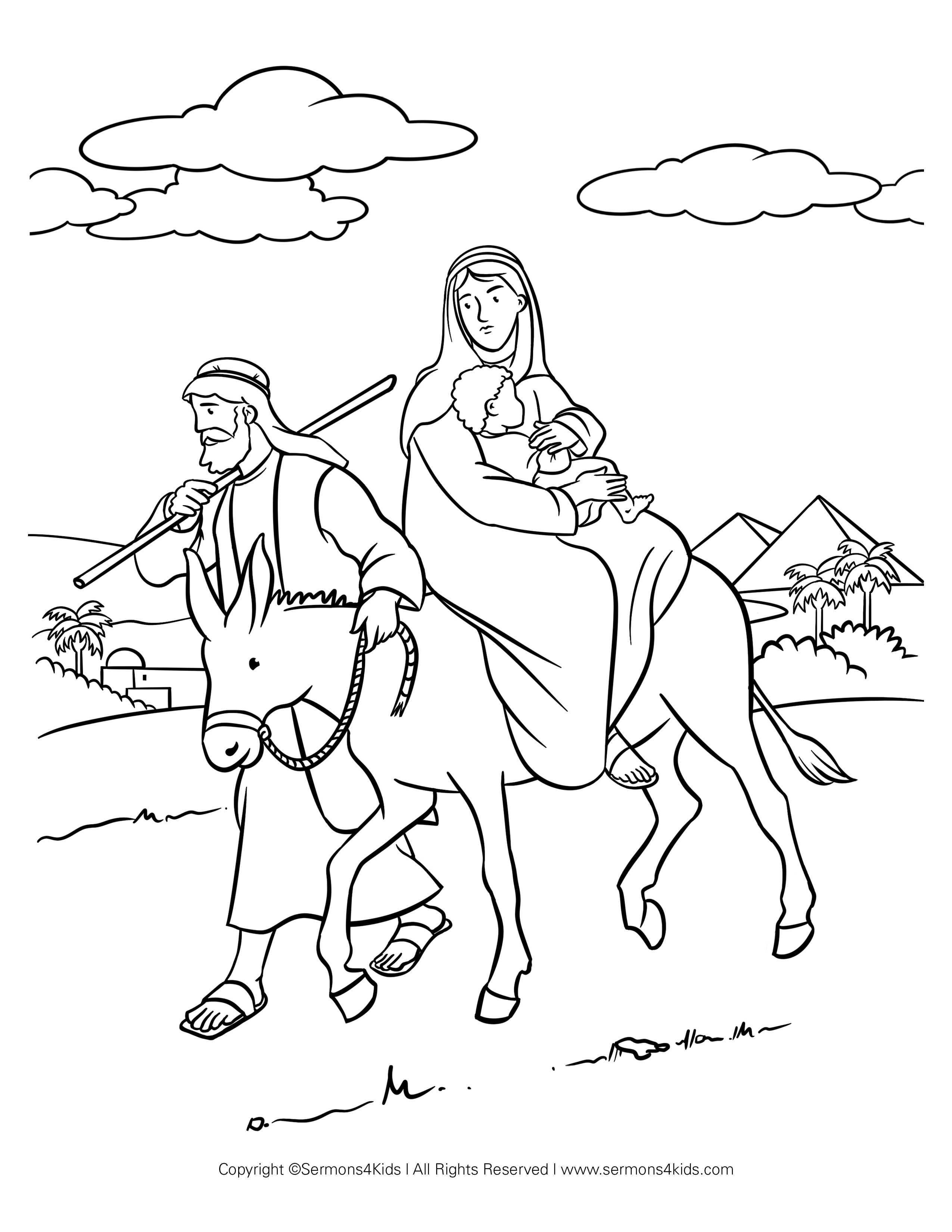 Escape to egypt coloring page sermonskids bible coloring pages egypt crafts egypt activities