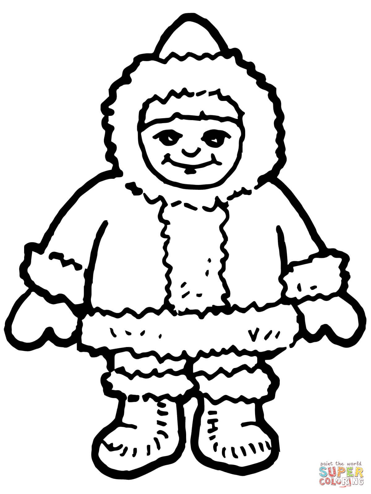 Cute inuit boy coloring page free printable coloring pages