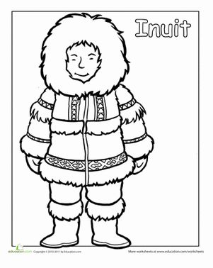 Multicultural coloring inuit worksheet education inuit education coloring pages