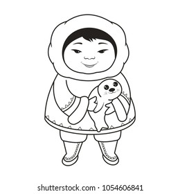 Hakuun cute eskimo baby sealcoloring book pages liittyvã vektorikuva rojaltivapaa