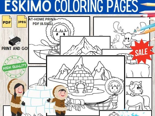 Eskimo coloring pages fun and educational arctic activity for kids teaching resources