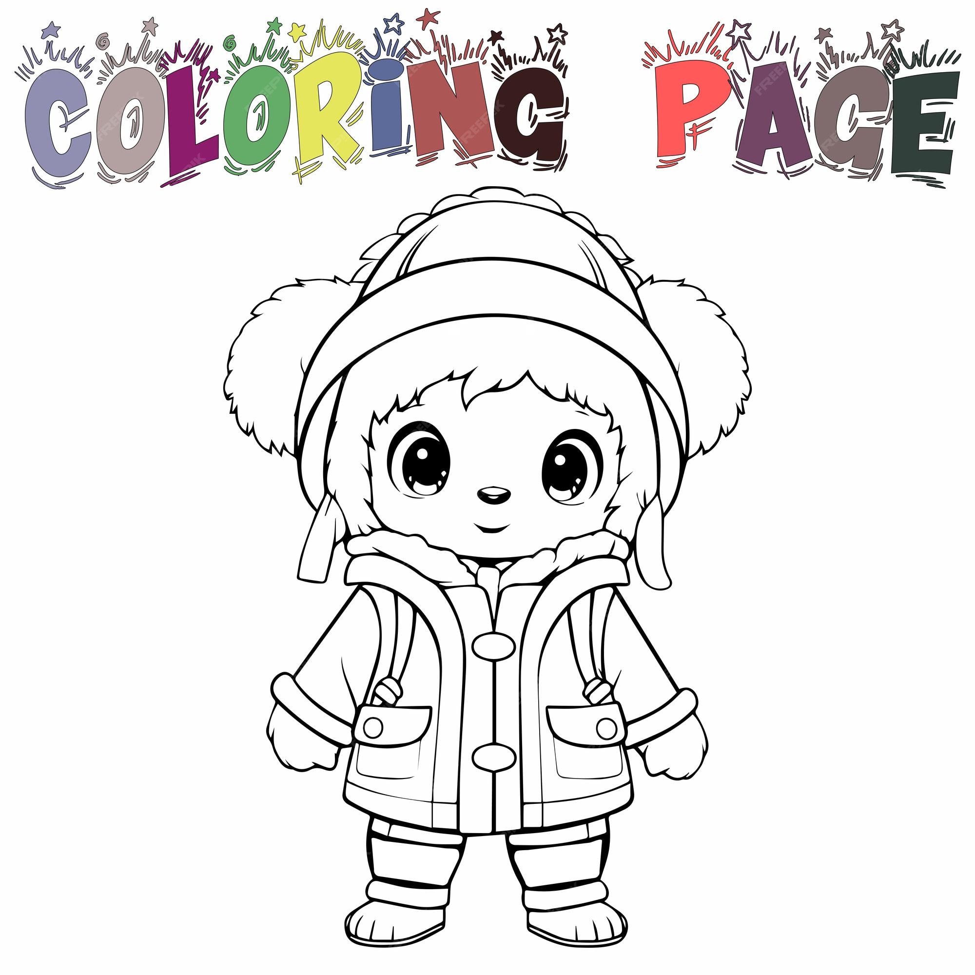 Premium vector bear wear eskimo uniform for coloring book or coloring page for kids vector clipart illustration