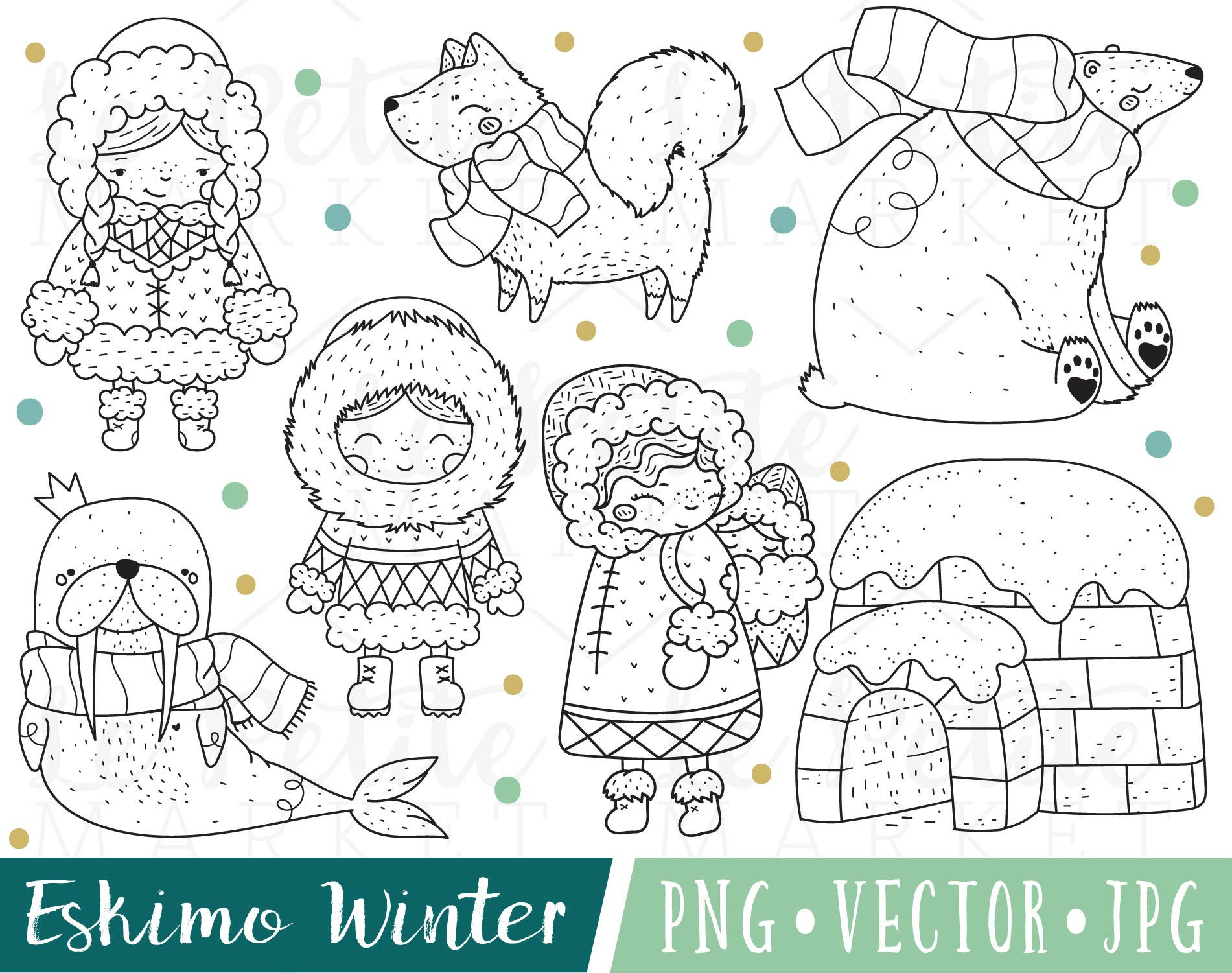 Eskimo clipart cute eskimo digital stamps cute inuit clipart images eskimo clip art walrus clipart arctic clipart mercial use