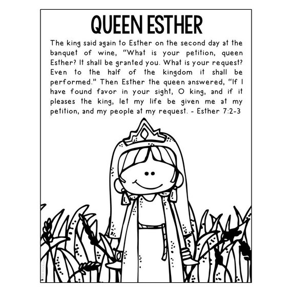 Queen esther bible story coloring page activity sunday school lesson plan bible study unit for kids old testament for kids