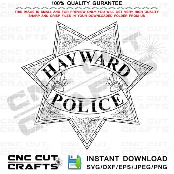 Hayward police badge vector para uso nãºmero personalizado negro blanco puntas insignia de estrella