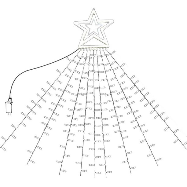 Guirnalda de luces de estrella de cinco puntas con adorno de wdftyju ãrbol grande cascada para luces led de ãrbol de navidad adorno de patio impermeable para exteriores bodega aurrera en