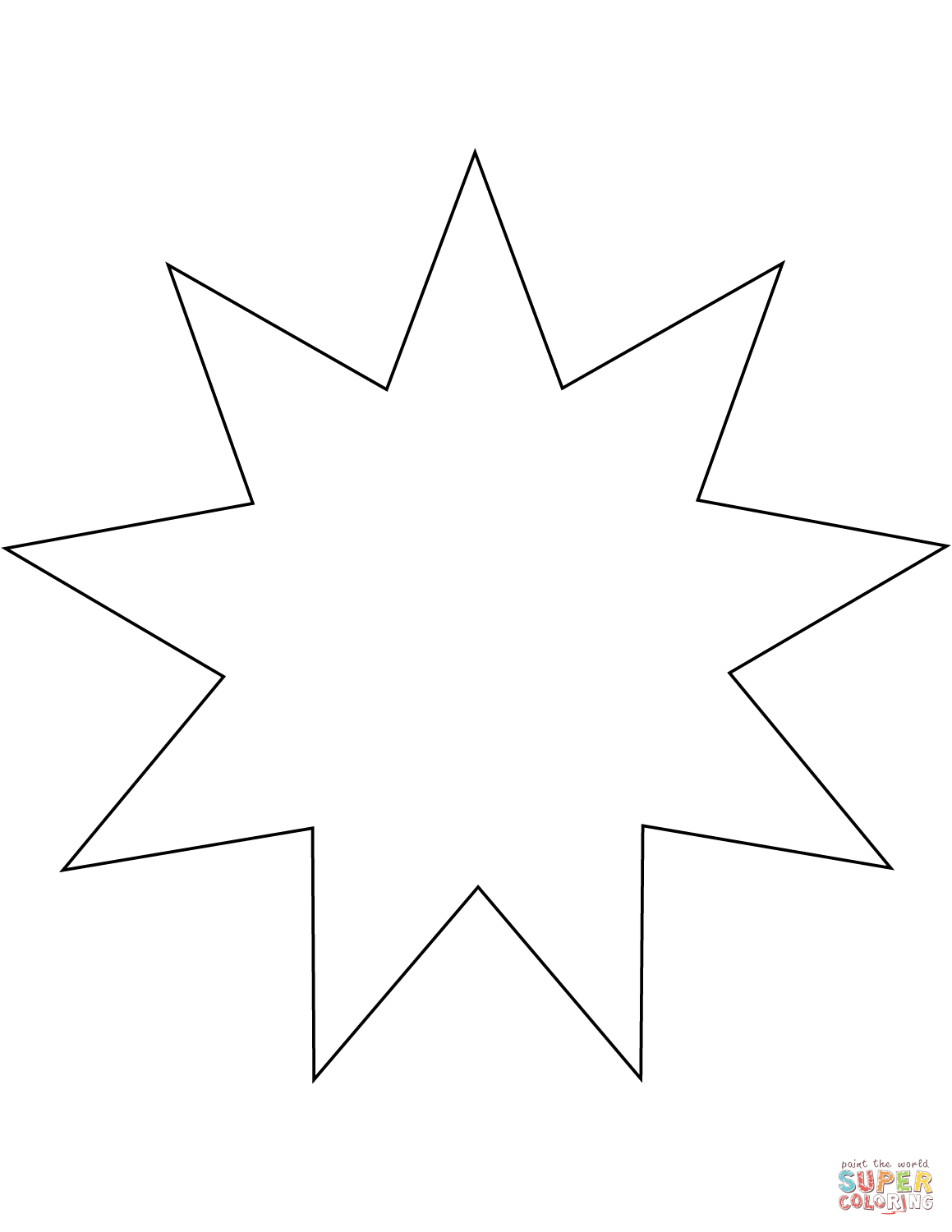 Point bahai star coloring page free printable coloring pages