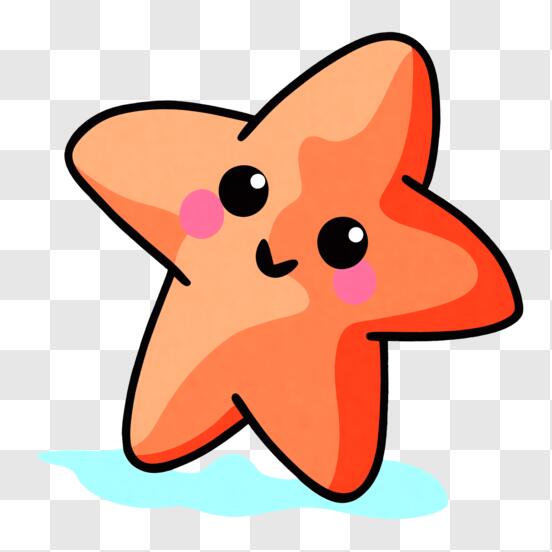 Download cute cartoon starfish with smiling face png online