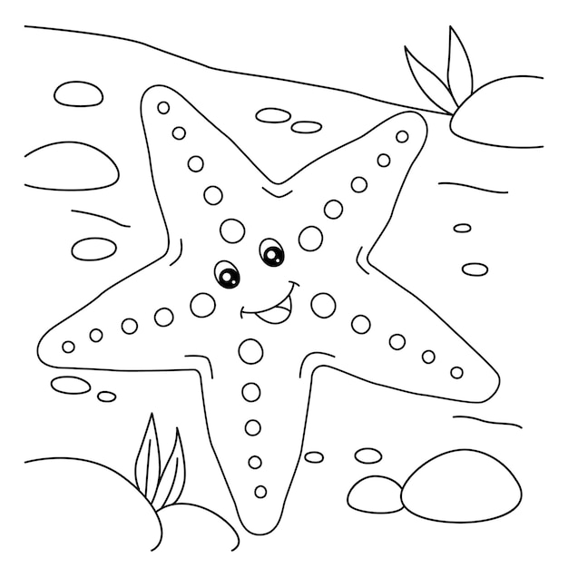 Premium vector sea star coloring page for kids