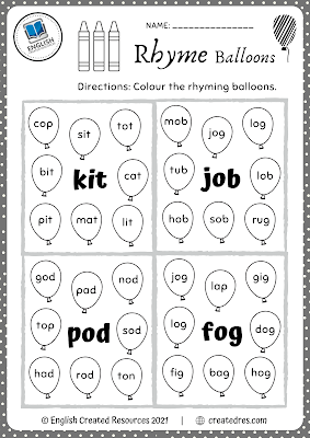 Word family coloring activity â english created resources