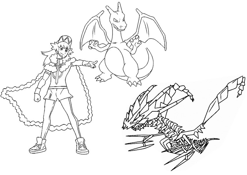 Coloring page pokãmon evolutions episode the champion leon eternatus and charizard