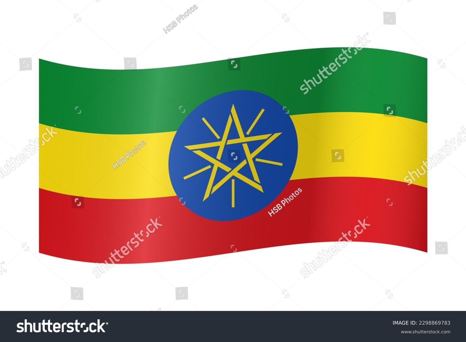 Ethiopia ethiopian d waving flag emoji stock illustration