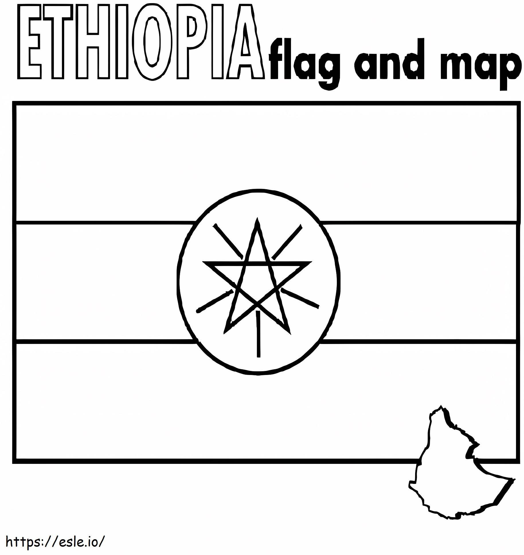 Ethpia flag and map coloring page