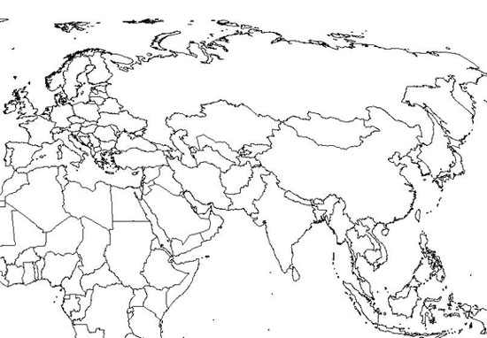 Blank outline map of eurasia â at