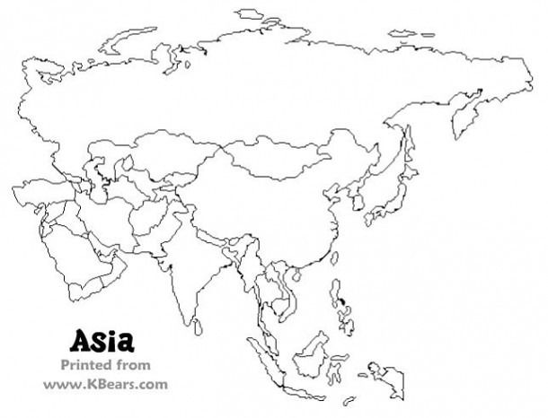 Blank map of asia worksheet asia map world map coloring page map