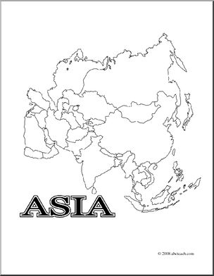 Clip art asia map coloring page blank i