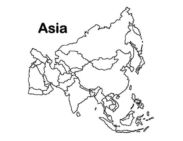 Asia with countries colouring pages asia map maps for kids world map coloring page