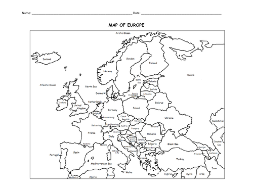 Map of europe coloring page teaching resources