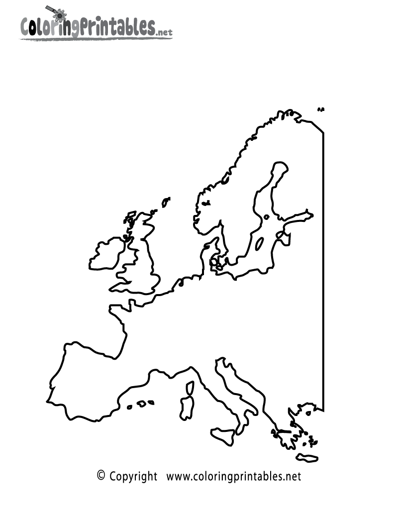 Free printable europe map coloring page