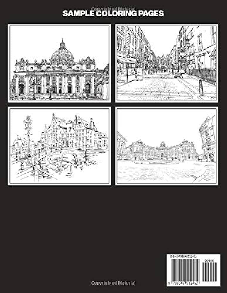 Trip to europe coloring book adult coloring book featuring amazing european cities drawings professional illustrations for stress relief and relaxation europe coloring pages publications europe house books