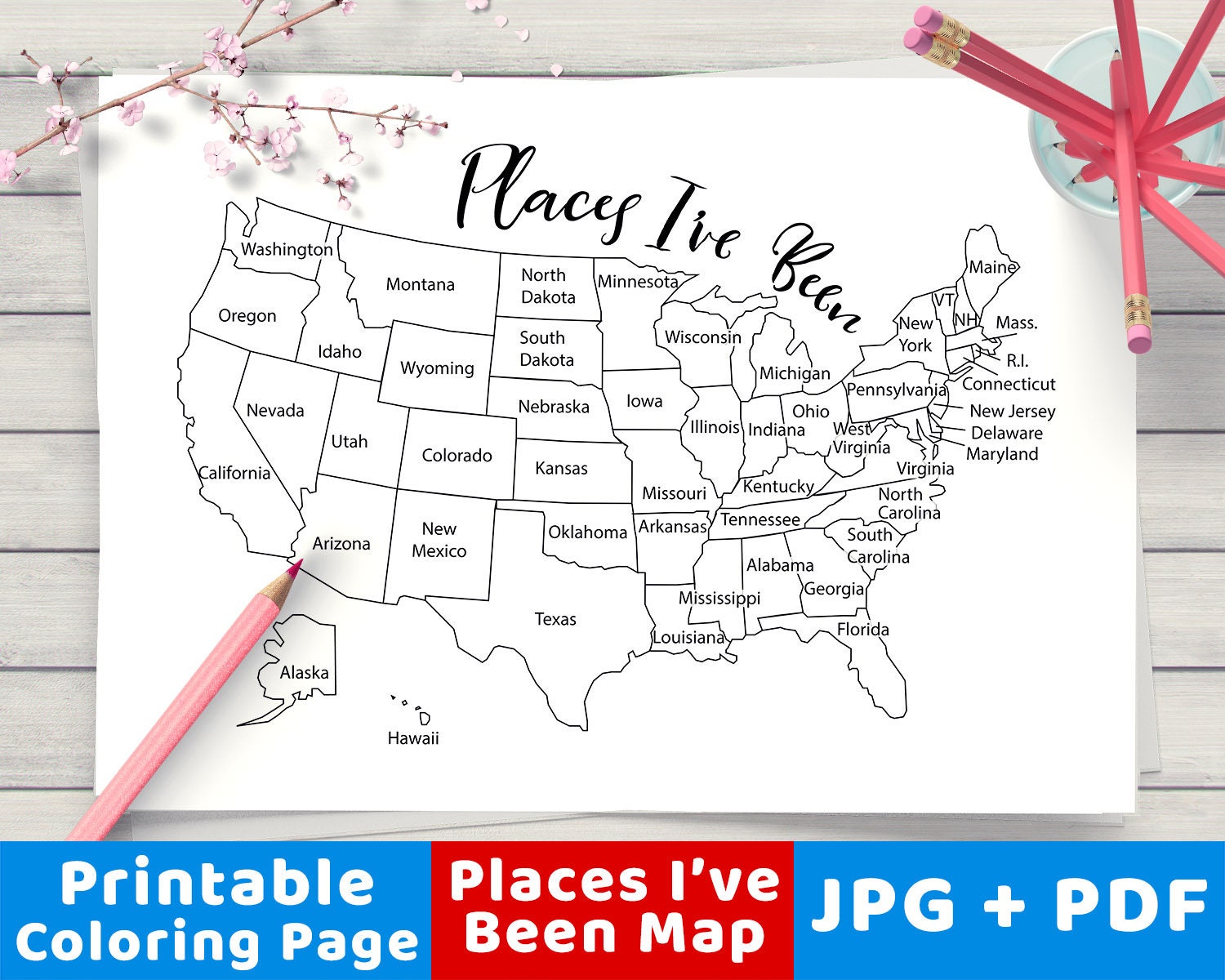 Places ive been map coloring page printable usa map coloring printable united states map coloring page united states travel map