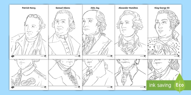 Key figures in the american revolution colouring pages