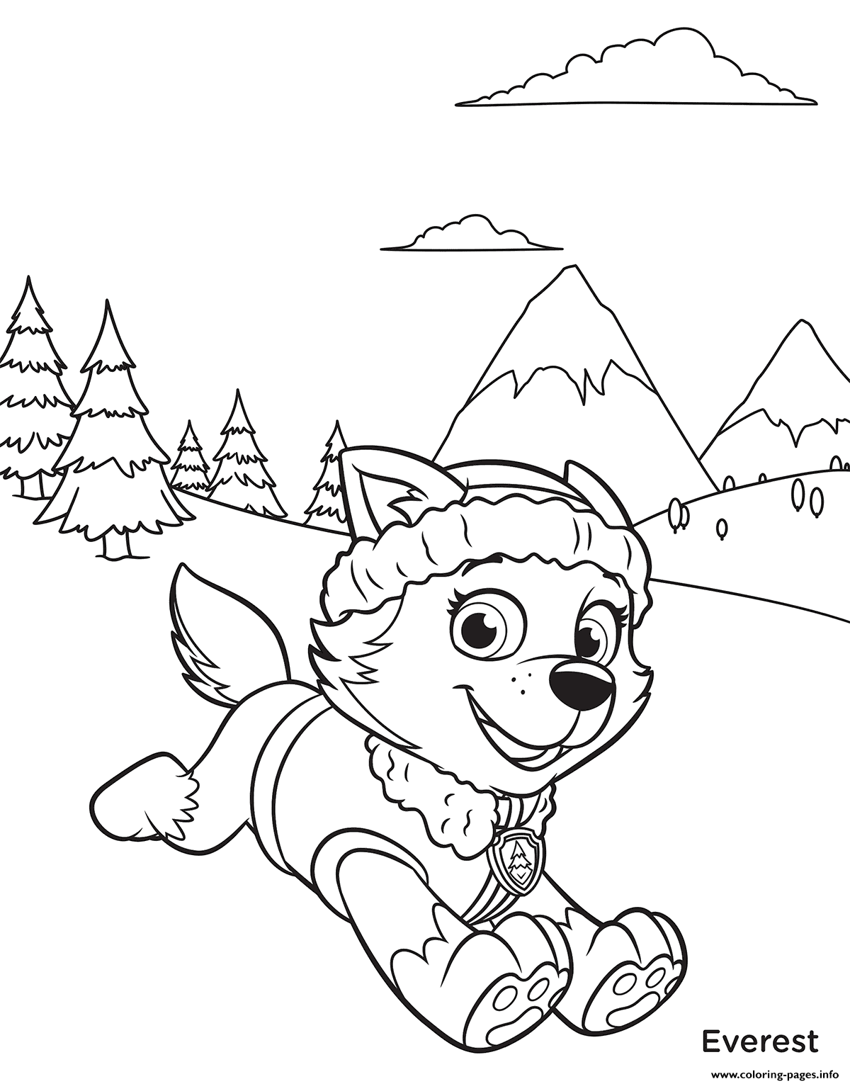 Print paw patrol everest in mountains coloring pages paw patrol coloring paw patrol coloring pages halloween coloring pages