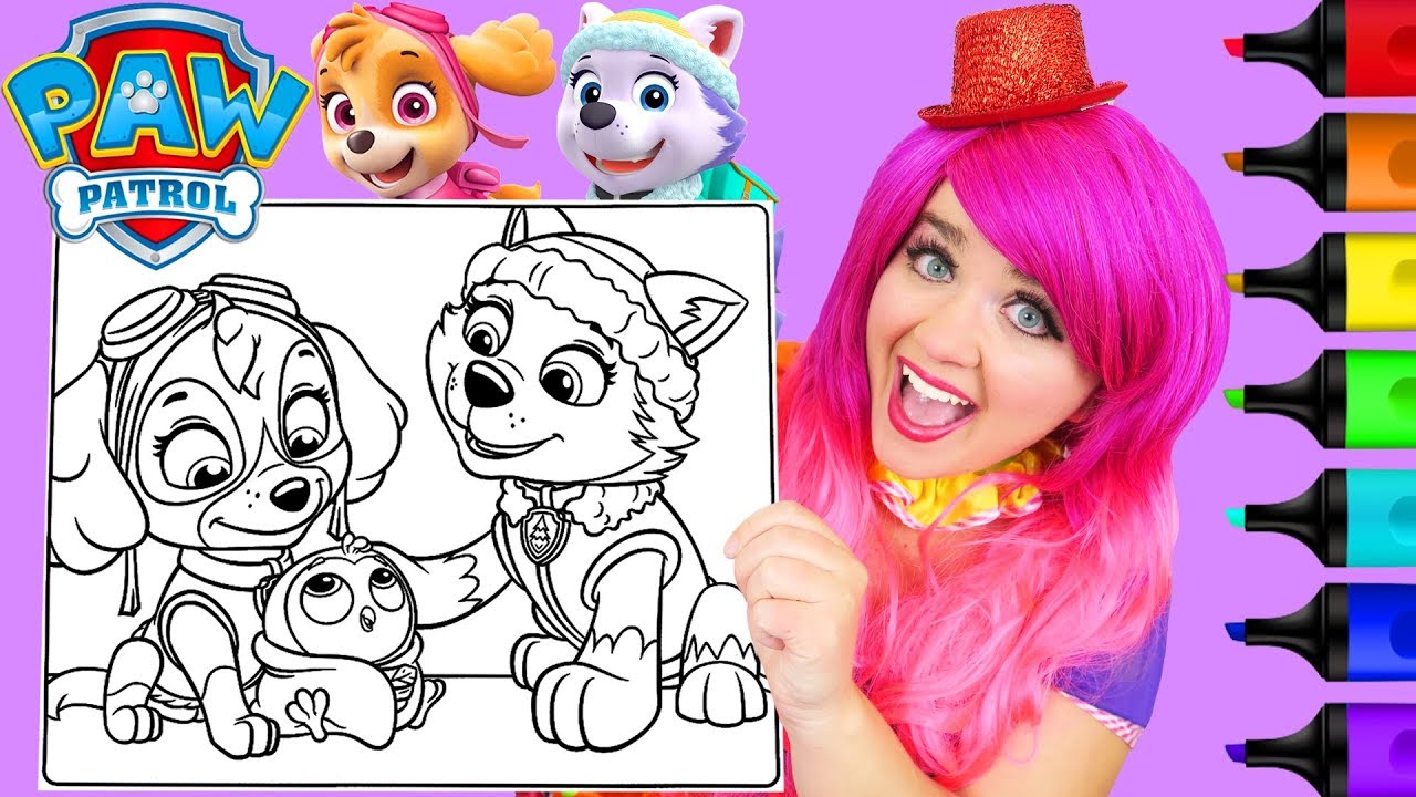 Coloring skye everest paw patrol rescue pups coloring page prisacolor arkers kii the clown