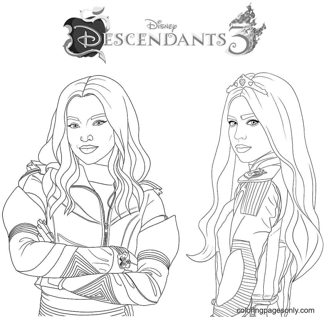 Mal and evie coloring pages printable for free download