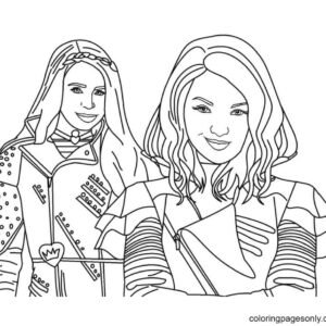 Mal and evie coloring pages printable for free download