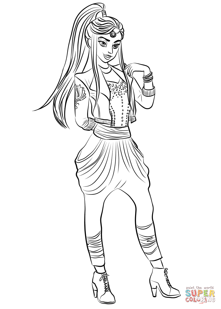 Descendants wicked world jordan coloring page free printable coloring pages