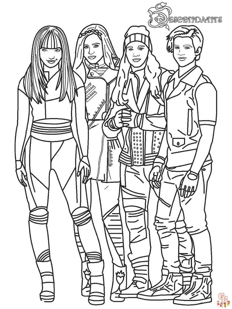 Descendants coloring pages free and printable for kids