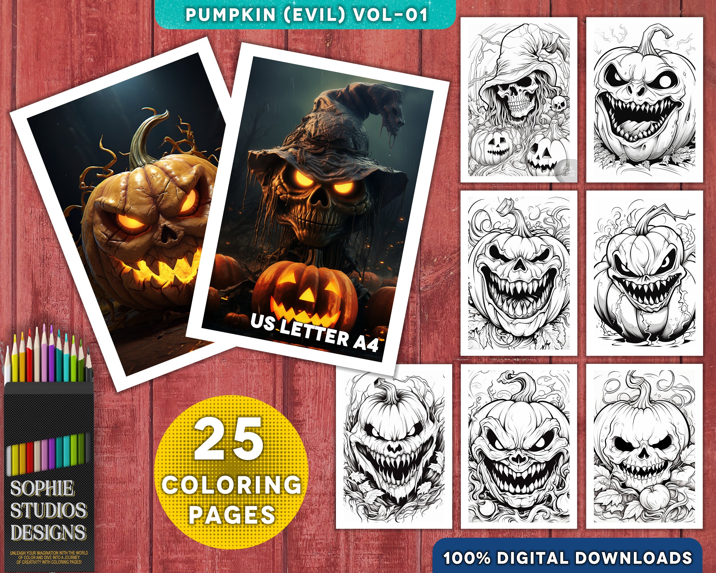 Printable pumpkin evil coloring pages vol