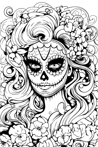 Premium vector halloween coloring page