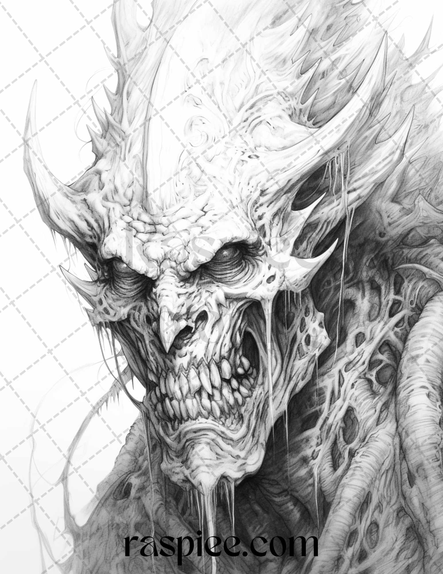 Fantasy demons grayscale coloring pages for adults printable pdf f â coloring