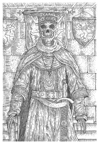 Evil skull king in the middle ages coloring page free printable coloring pages