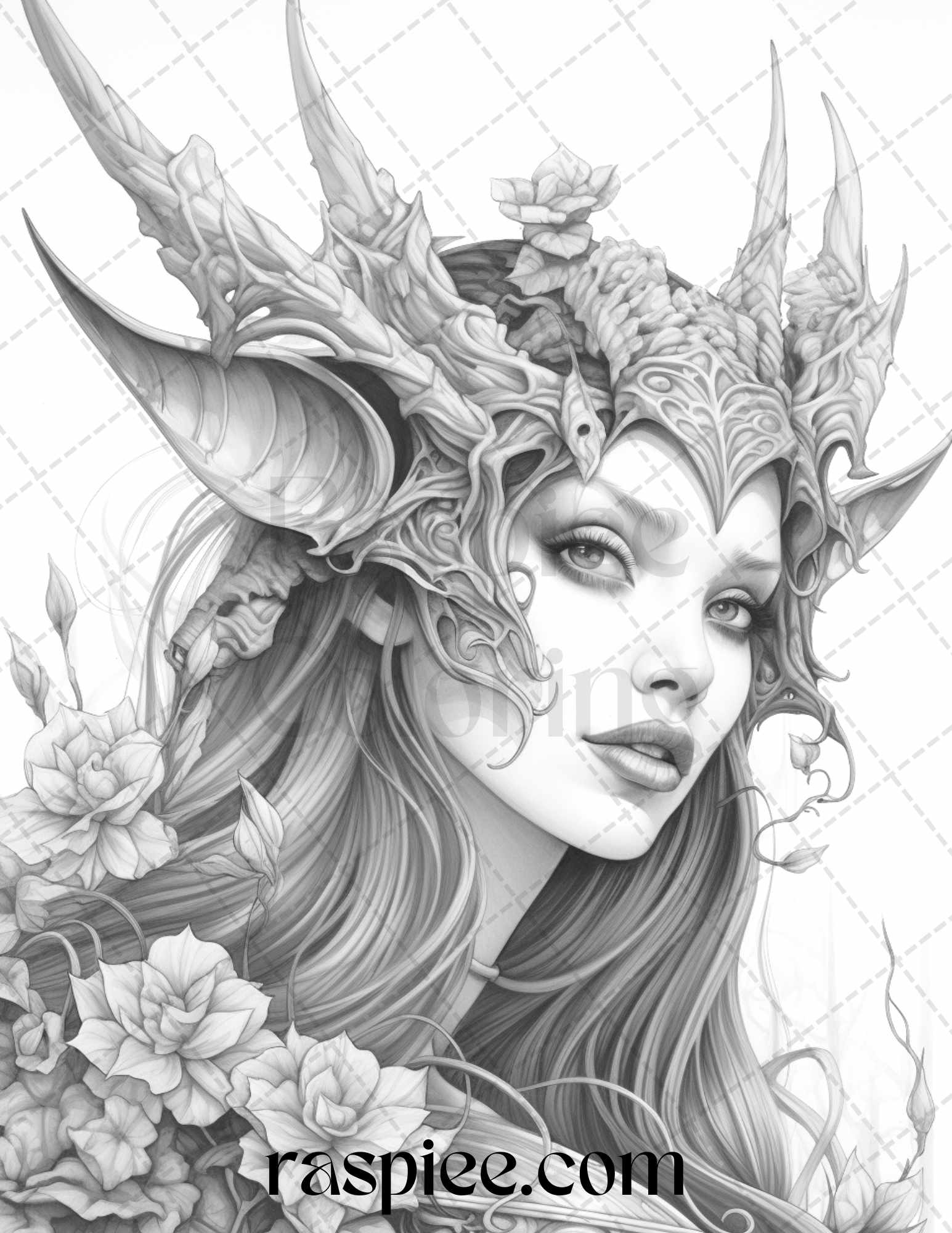 Dark evil fairy grayscale coloring pages printable for adults pdf â coloring