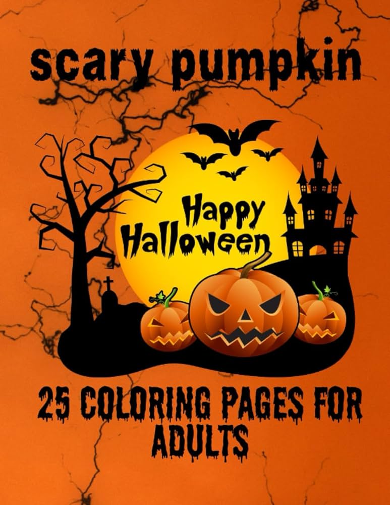 Scary pumpkin coloring book coloring designs for adults for relaxing spooky halloween coloring pages with scary pumpkins elmaharzi issam books