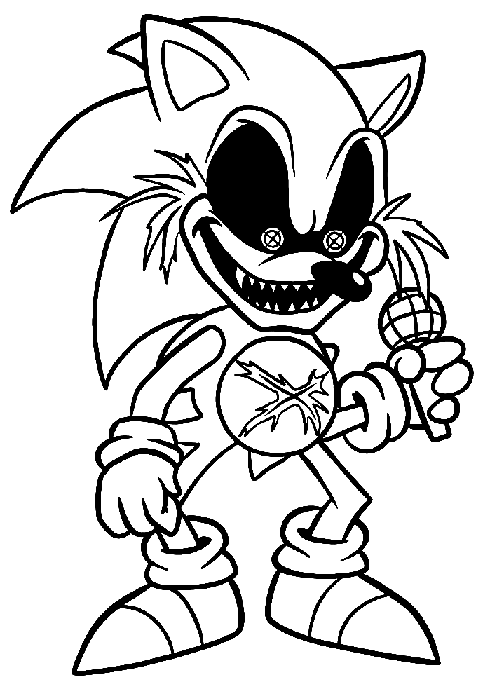 Evil sonic fnf coloring picture