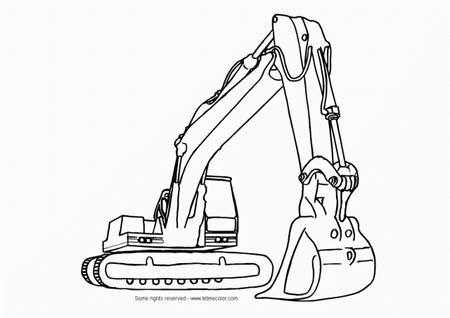 Heavy construction equipment hydraulic excavator coloring page