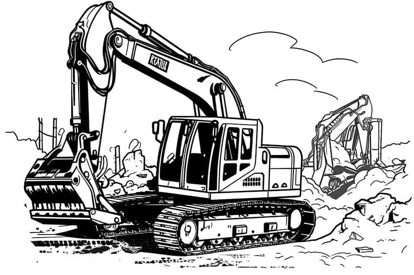 Excavator coloring pages