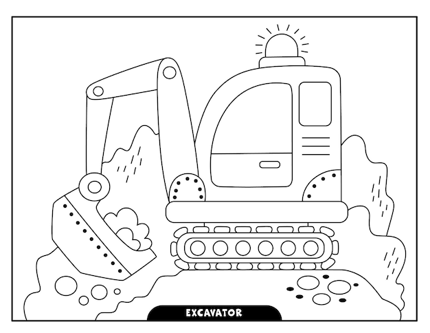 Premium vector excavator truck coloring pages for kids