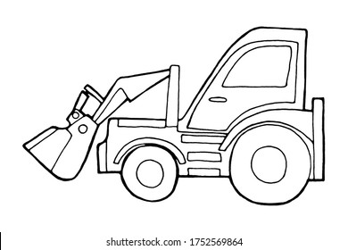 Excavator coloring page figure outline construction stock illustration